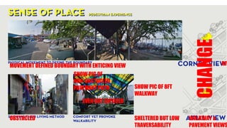 MOVEMENT DEFINED BOUNDARY WITH ENTICING VIEW
CHANGE
OBSTACLED
EVEN BUT EXPOSED
SHOW PIC OF
NON-OBSTACLED
PAVEMENT PATH SHOW PIC OF 8FT
WALKWAY
SHELTERED BUT LOW
TRAVERSABILITY
RIV
WALKWAY &
PAVEMENT VIEWS
 