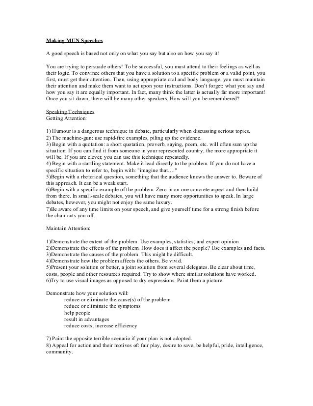 How to write an opening statement mun