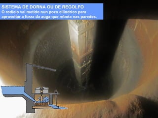SISTEMA DE DORNA OU DE REGOLFO
O rodicio vai metido nun pozo cilíndrico para
aproveitar a forza da auga que rebota nas paredes.

 