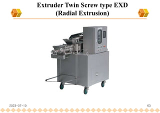 63
Extruder Twin Screw type EXD
(Radial Extrusion)
2023-07-10
 