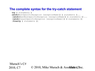 C# Tutorial MSM_Murach chapter-07-slides | PPT | Programming Languages ...