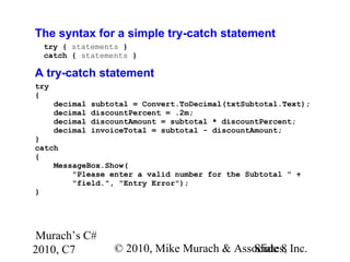 C# Tutorial MSM_Murach chapter-07-slides | PPT