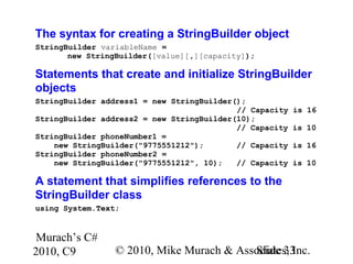 C# Tutorial MSM_Murach chapter-09-slides | PPT