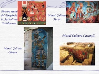 Pintura mural del Templo de la Agricultura  Teotihuacan Mural  Cultura Maya Mural  Cultura Olmeca Mural Cultura Cacaxtli 