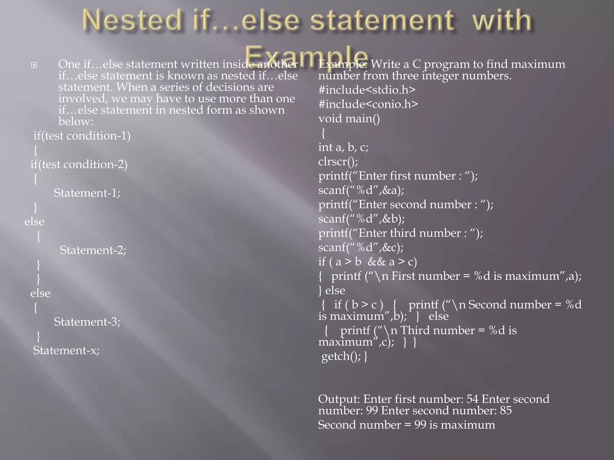 C Programming - Decision making, Looping | PPT