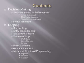C Programming - Decision making, Looping | PPT