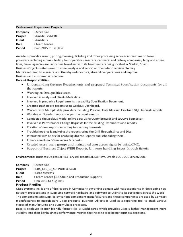 Sap bi retail resume