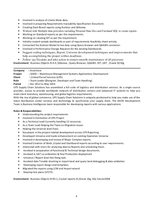 business object resume