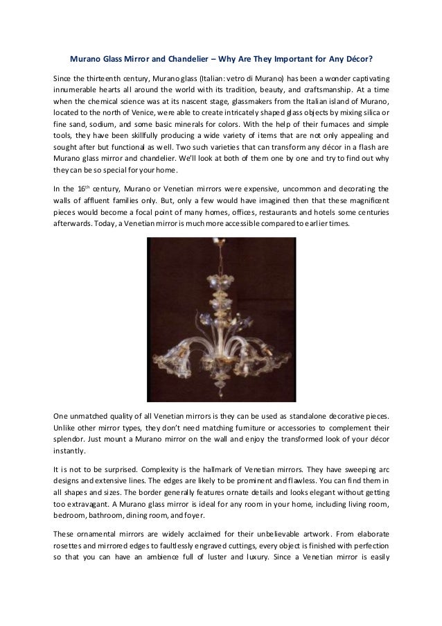 Murano Glass Mirror And Chandelier Why Are They Important For Any D