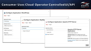 Consumer	
  Uses	
  Cloud	
  Operator	
  Controlled UI/API
 
