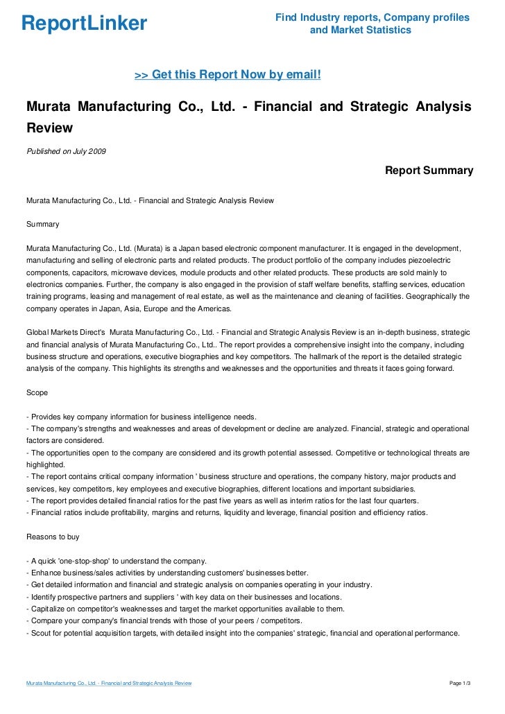 Murata Manufacturing Co., Ltd. - Financial and Strategic Analysis Review