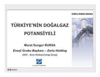 TÜRKİYE’NİN DOĞALGAZ
       POTANSİYELİ

       Murat Sungur BURSA
Enerji Grubu Başkanı – Zorlu Holding
      (CEO – Zorlu Holding Energy Group)




               11 Ocak 2010 ANKARA
 