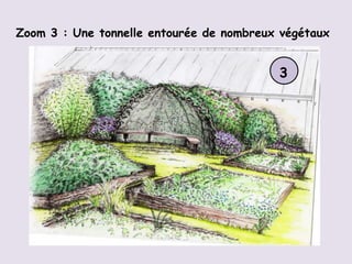 Zoom 3 : Une tonnelle entourée de nombreux végétaux


                                          3
 