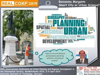 Beniamino Murgante
Smart City or Urban Science?
24th International Conference on Urban Planning and Regional Development i...