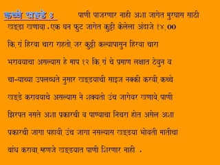 paNaI pajarNaar naahI ASaa jaagaot maurGaasa saazI
K=Da KNaavaa,,.ek Gana fuT jaagaot ku+I kolaolaa AMdajao 14 ,00
ik ,ga`M ihrvaa caara rahtao ,jar ku+I klyaapasauna ihrvaa caara
Baravayaacaa Asalyaasa ho maap 12 ik ,ga`M cao p`maaNa laxaat zovauna va
caa–yaacyaa ]plabQato nausaar K=DyaacaI saa[ja na@kI krvaI ,kccao
K=Do kravayaacao Asalyaasa nao Sa@yatao ]Mca jaagaovar KNaavao ,paNaI
iJarpt nasato ASaa p`karcaI va paNyaacaa inacara haot Asaola ASaa
p`karcaI jaagaa phavaI ,]Mca jaagaa nasalyaasa K=Dyaa BaaovatI maatIcaa
baaMQa kravaa ,mhNajao K=Dyaat paNaI iSarNaar naahI .
 