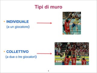  INDIVIDUALE
(a un giocatore)‫‏‬
 COLLETTIVO
(a due o tre giocatori)‫‏‬
3
Tipi di muro
3
 
