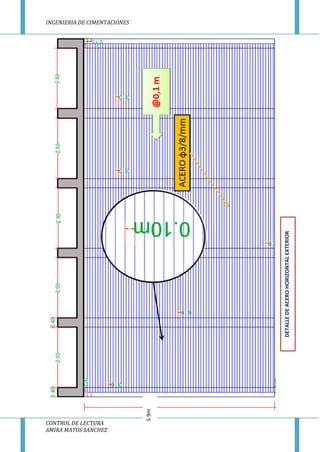 INGENIERIA DE CIMENTACIONES
CONTROL DE LECTURA
AMIRA MATOS SANCHEZ
5.9m
DETALLEDEACEROHORIZONTALEXTERIOR
 
