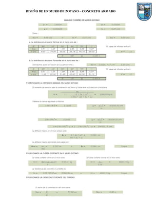 DISEÑO DE UN MURO DE ZOTANO – CONCRETO ARMADO
 