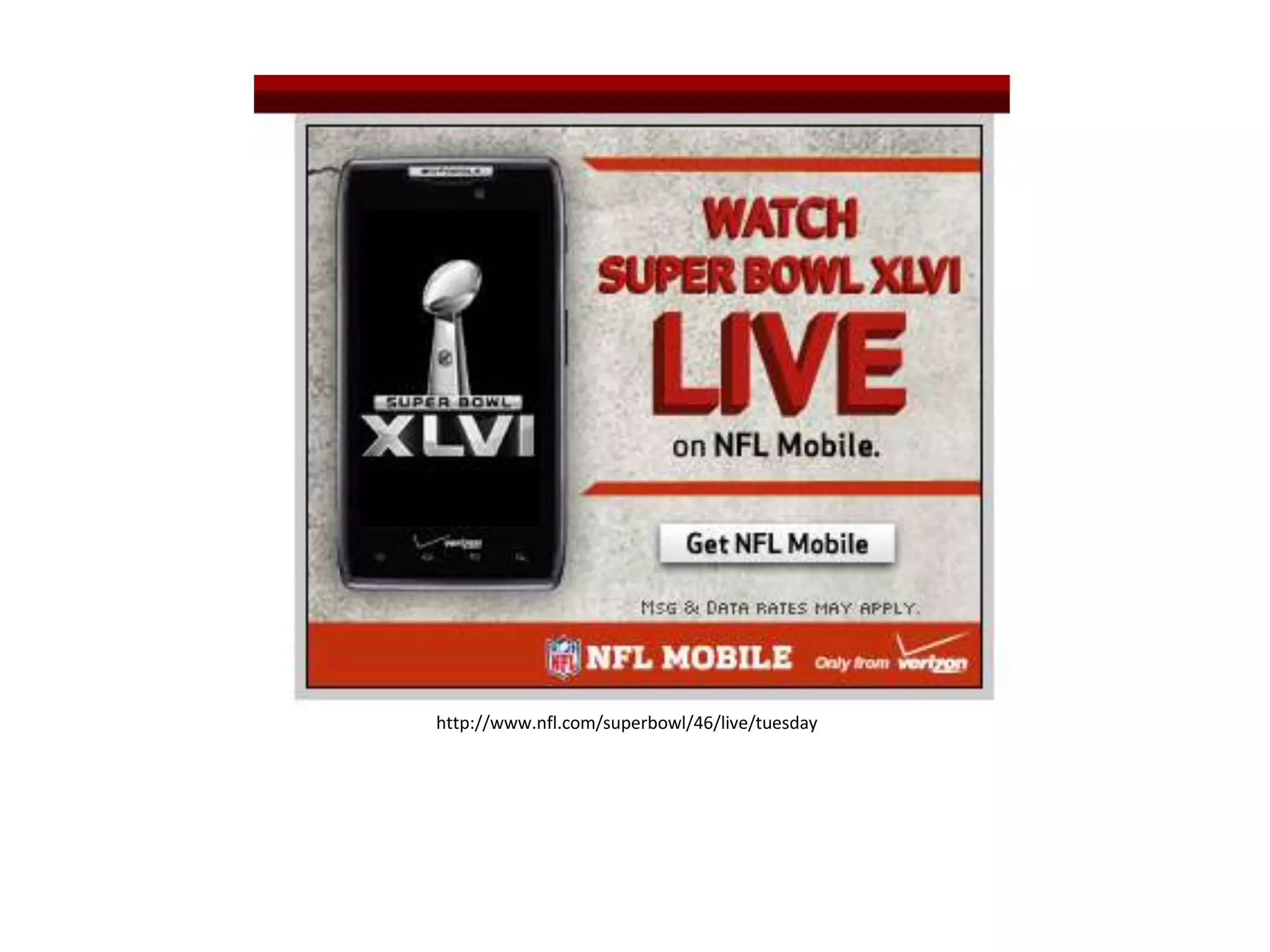 http://www.nfl.com/superbowl/46/live/tuesday
 