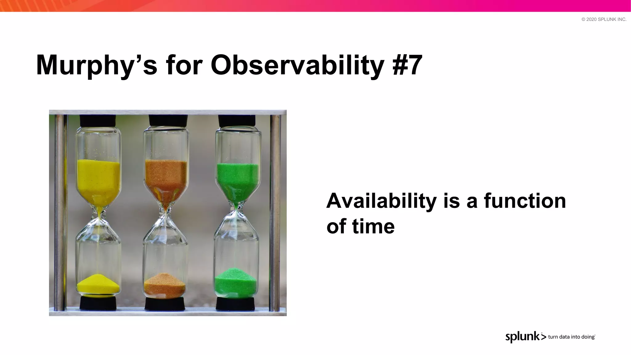 © 2020 SPLUNK INC.
Murphy’s for Observability #7
Availability is a function
of time
 