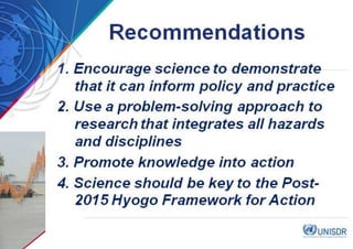 Statement on establishing an 
international science advisory 
mechanism for disaster risk reduction to 
strengthen resilie...