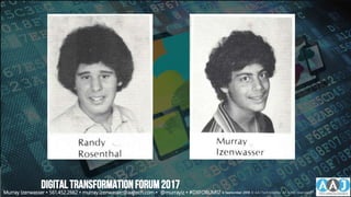 DIGITALTRANSFORMATIONFORUM2017
Murray Izenwasser • 561.452.2662 • murray.izenwasser@aajtech.com • @murrayiz • #DXFORUM17 6 September 2018 © AAJ Technologies All rights reserved.47
 