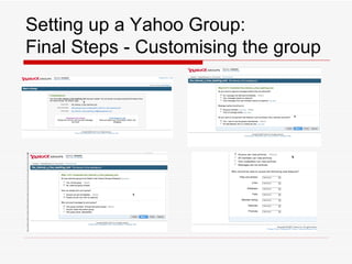 Setting up a Yahoo Group: Final Steps - Customising the group 