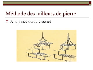 Méthode des tailleurs de pierre A la pince ou au crochet 