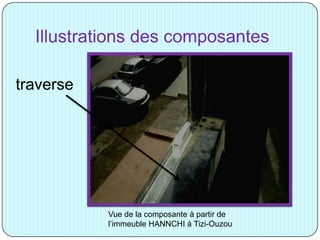 Illustrations des composantes
traverse
Vue de la composante à partir de
l’immeuble HANNCHI à Tizi-Ouzou
 