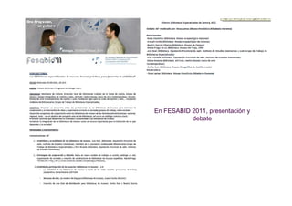En FESABID 2011, presentación y
           debate
 