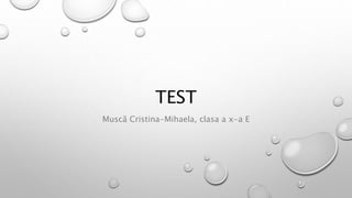 TEST
Muscă Cristina-Mihaela, clasa a x-a E
 