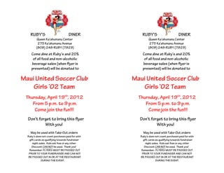Maui United Soccer Club Girls '02 Team Fundraiser Flyer