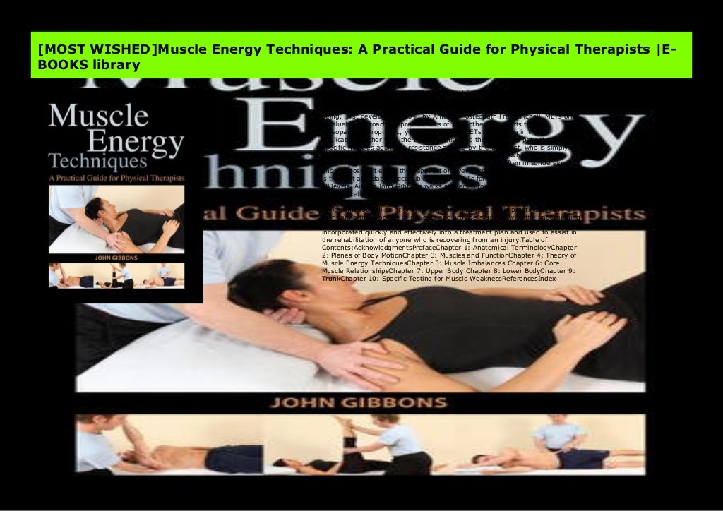 [MOST WISHED]Muscle Energy Techniques A Practical Guide for Physical…