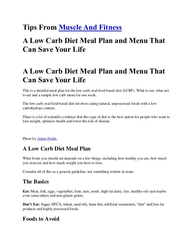 Low-Carb Diet Meal Planner