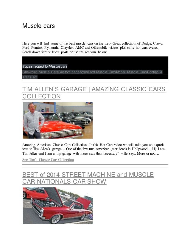 Topics Related To Muscle Cars