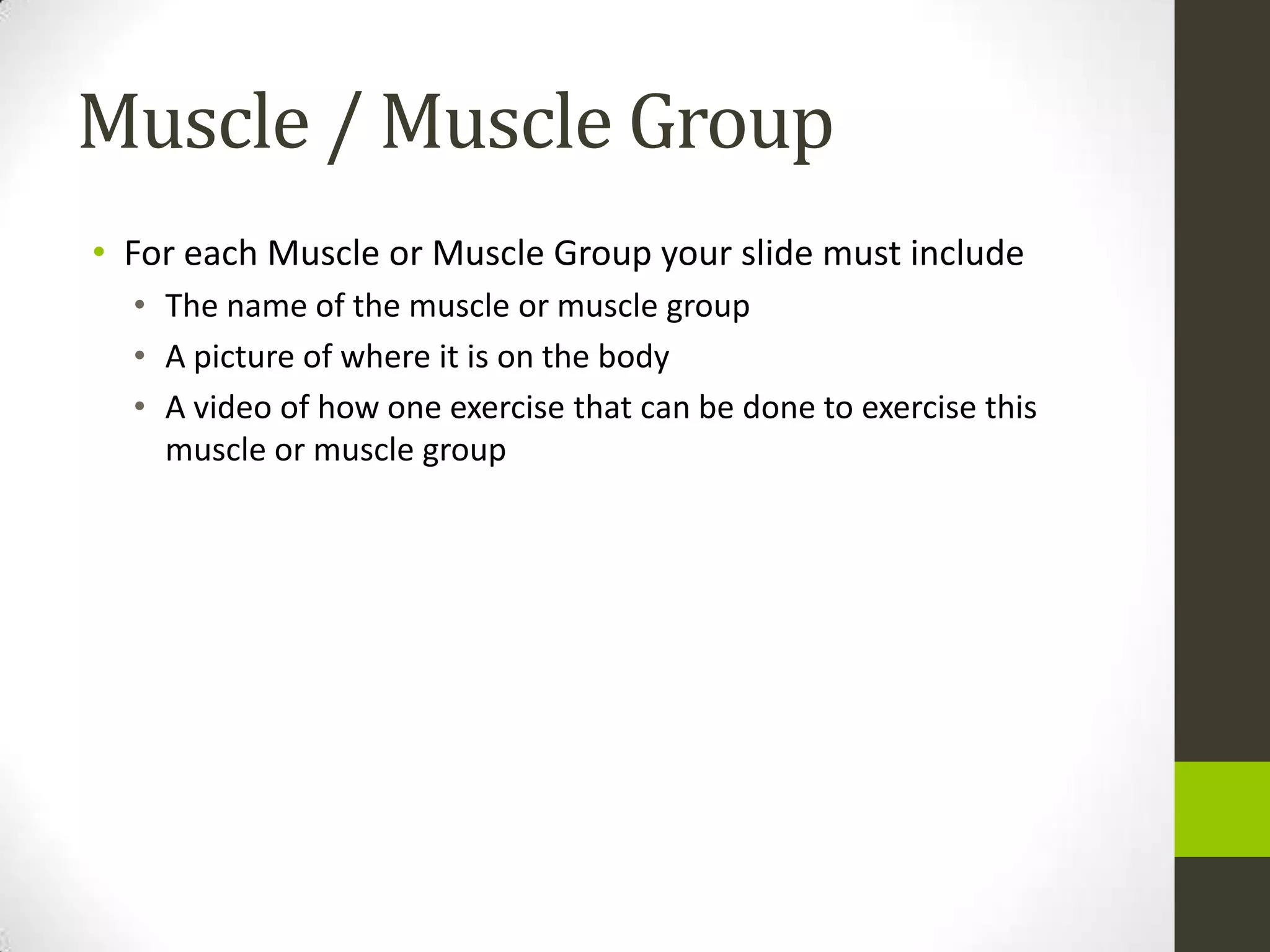 Muscle Groups and Exercises | PPTX | Fitness and Exercise | Healthy Living