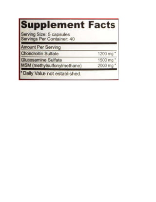 Jointz Power Supplement Facts