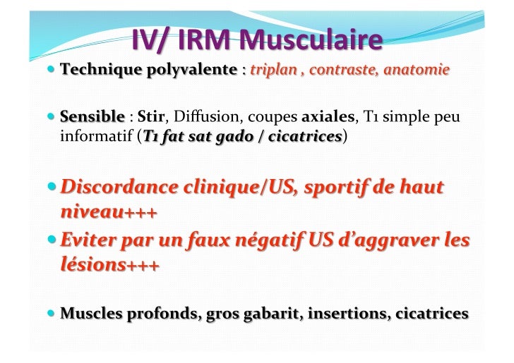 Imagerie des Lésions Musculaires Imagerie des Lésions Musculaires