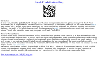 Muscle Protein Synthesis Essay | PPT