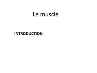 Le muscle
INTRODUCTION
 