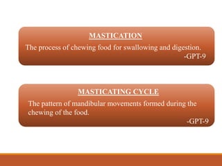 Mastication Process Muscles of Mastication | PPTX