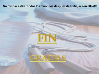 No olvidar estirar todos los músculos después de trabajar con ellos!!!

 