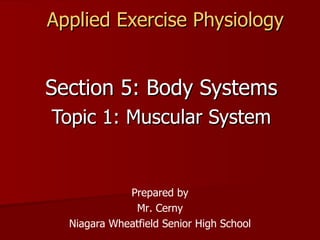 Applied Exercise Physiology Section 5: Body Systems Topic 1: Muscular System Prepared by Mr. Cerny Niagara Wheatfield Senior High School 