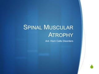 SPINAL MUSCULAR
        ATROPHY
      Ant. Horn Cells Disorders




                                  S
 