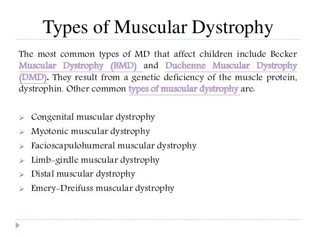Muscular dystrophy: Group of more than 30 inherited diseases.