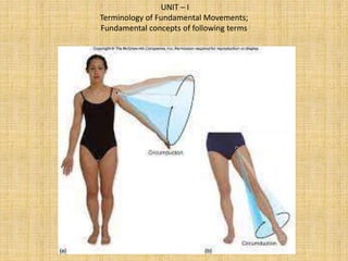 UNIT – I
Terminology of Fundamental Movements;
Fundamental concepts of following terms
 