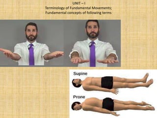 UNIT – I
Terminology of Fundamental Movements;
Fundamental concepts of following terms
 