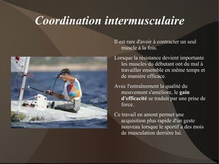 C'est pour cette raison que l'entrainement doit se faire avec des charges lourdes. Plus les charges sont lourdes, plus on apprend à simultanément recruter de neurones moteurs. 