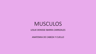 MUSCULOS
LESLIE DENISSE IBARRA CARRIZALES
ANATOMIA DE CABEZA Y CUELLO
 