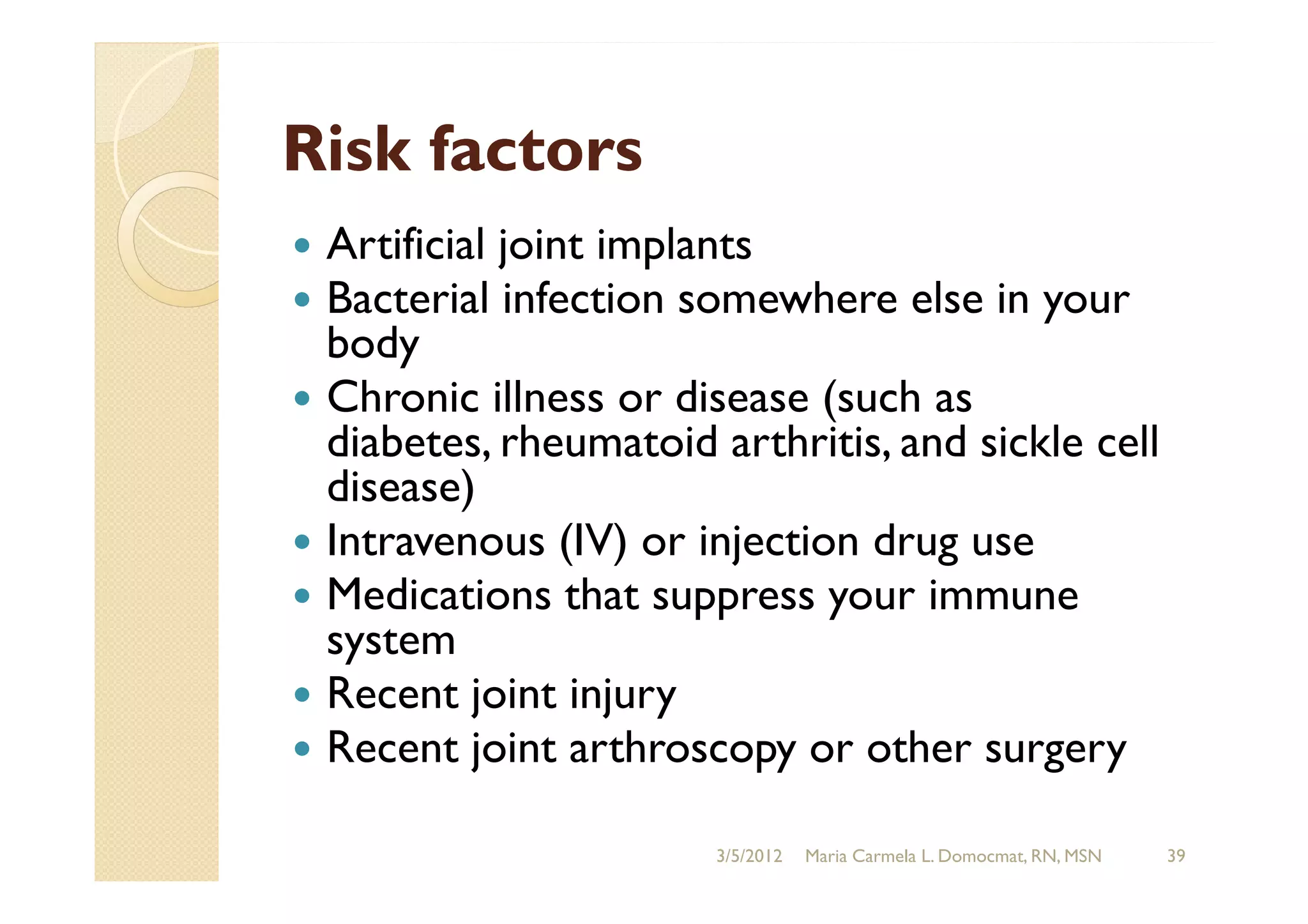 Bone and joint infections: Osteomyelitis, Septic Arthritis | PDF